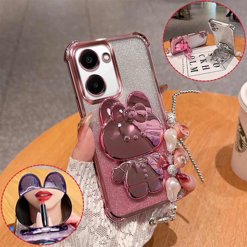 Vivo Y28 - Fashion Cute 3D Bunny Mirror Stand
