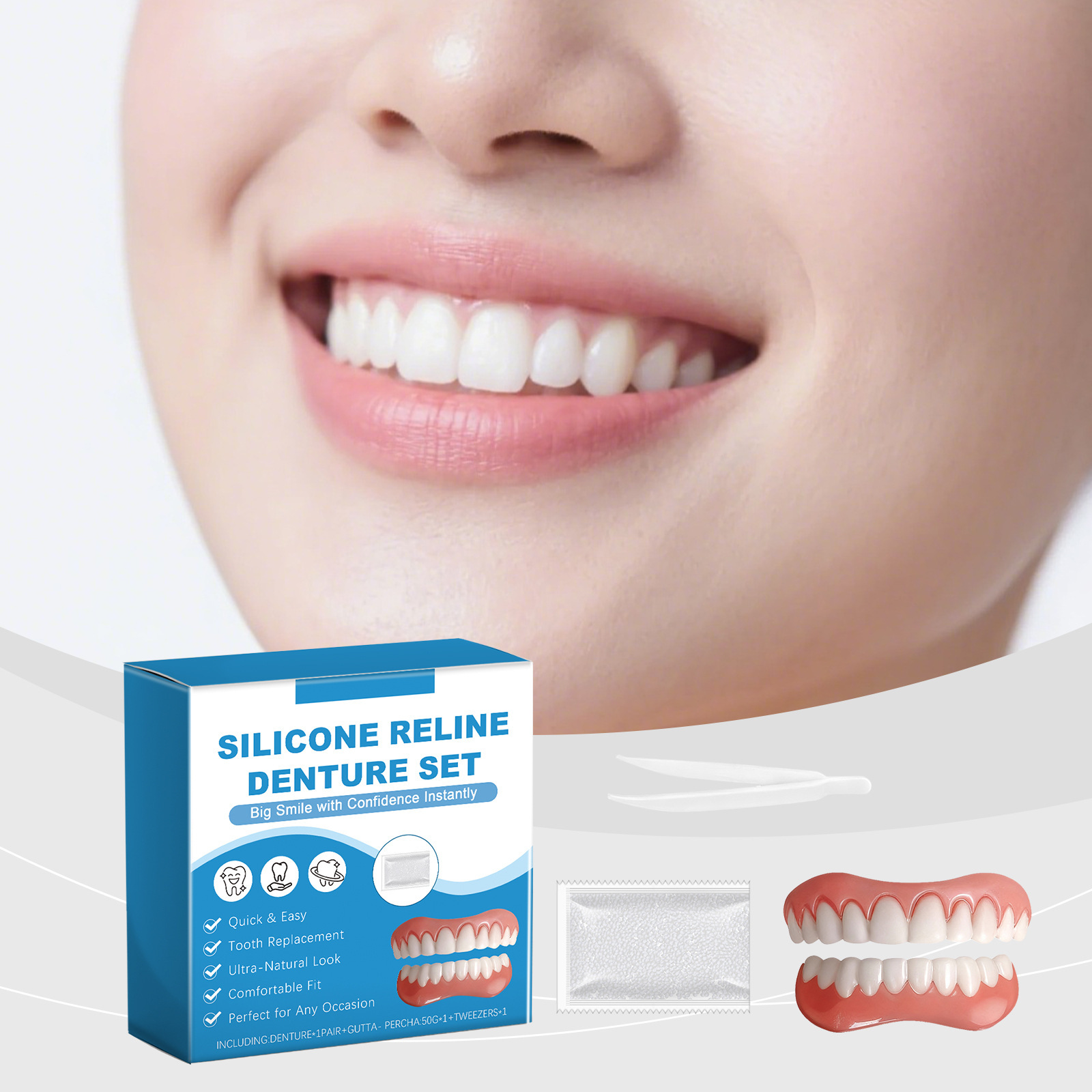 Denture Full Set Over Gums Kit - đánh giá và giá Full Cover Adhesive
