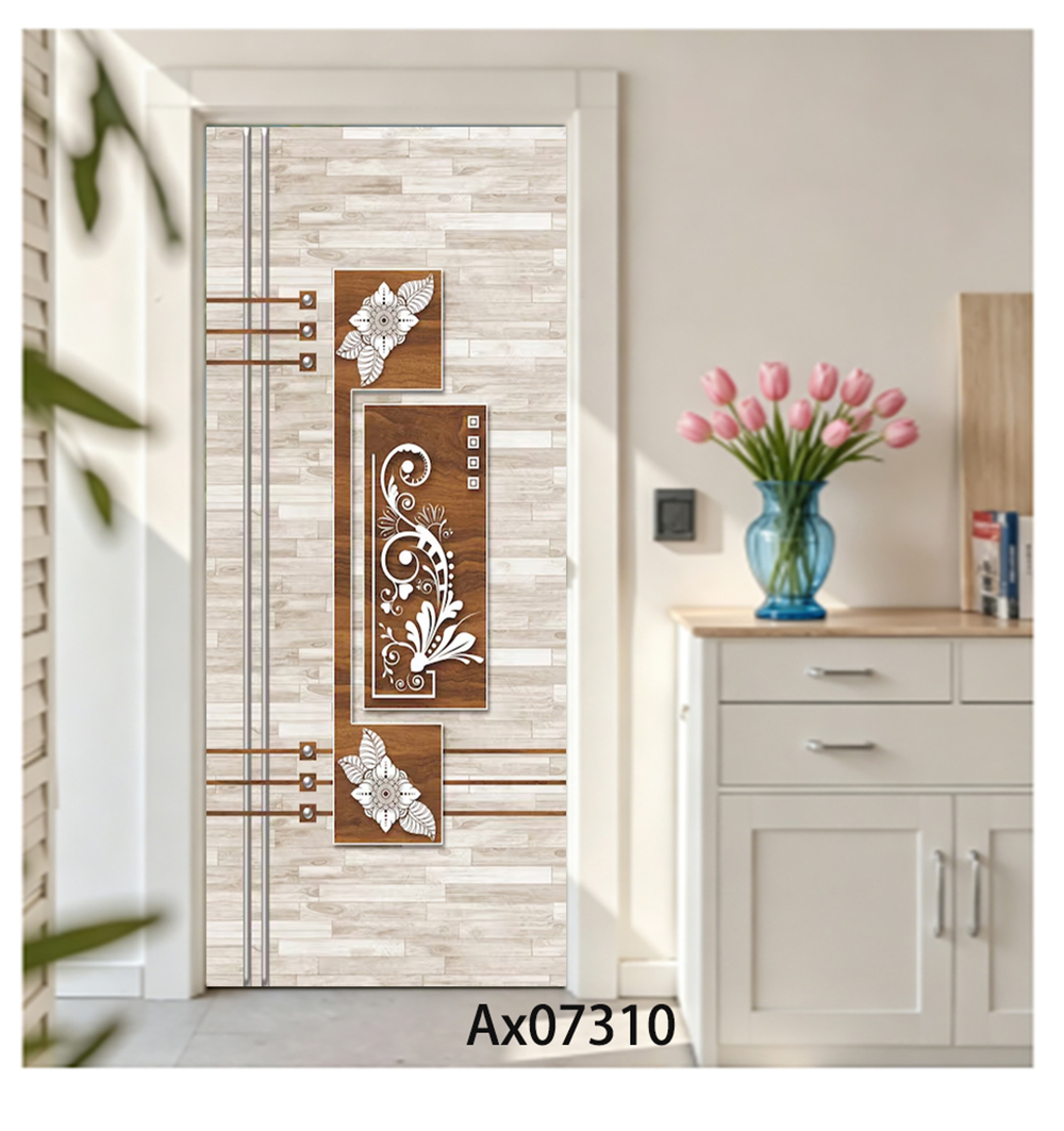 Retro Floral Wood Marble Door  - đánh giá và giá Full Cover Adhesive