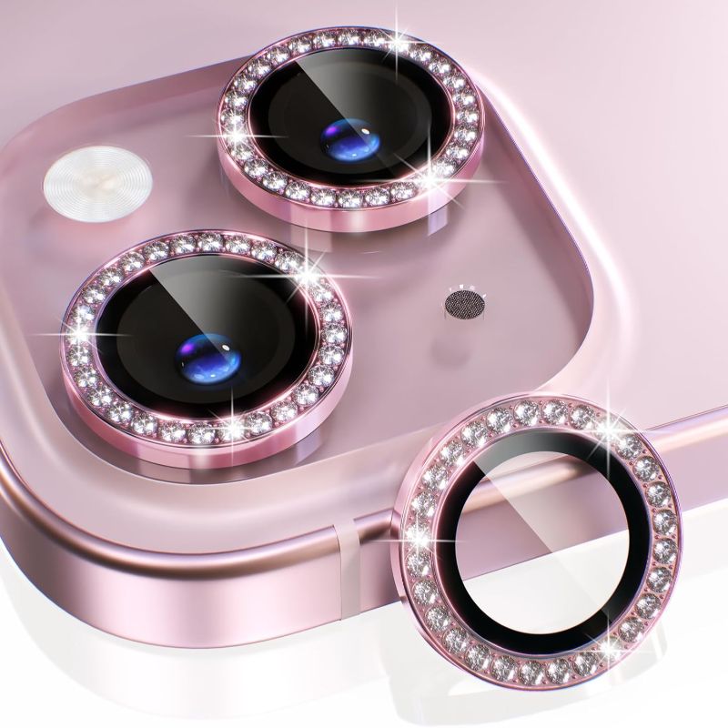 1PC Pink Glitter Diamond Camer - đánh giá và giá Tempered Glass Screen 9H