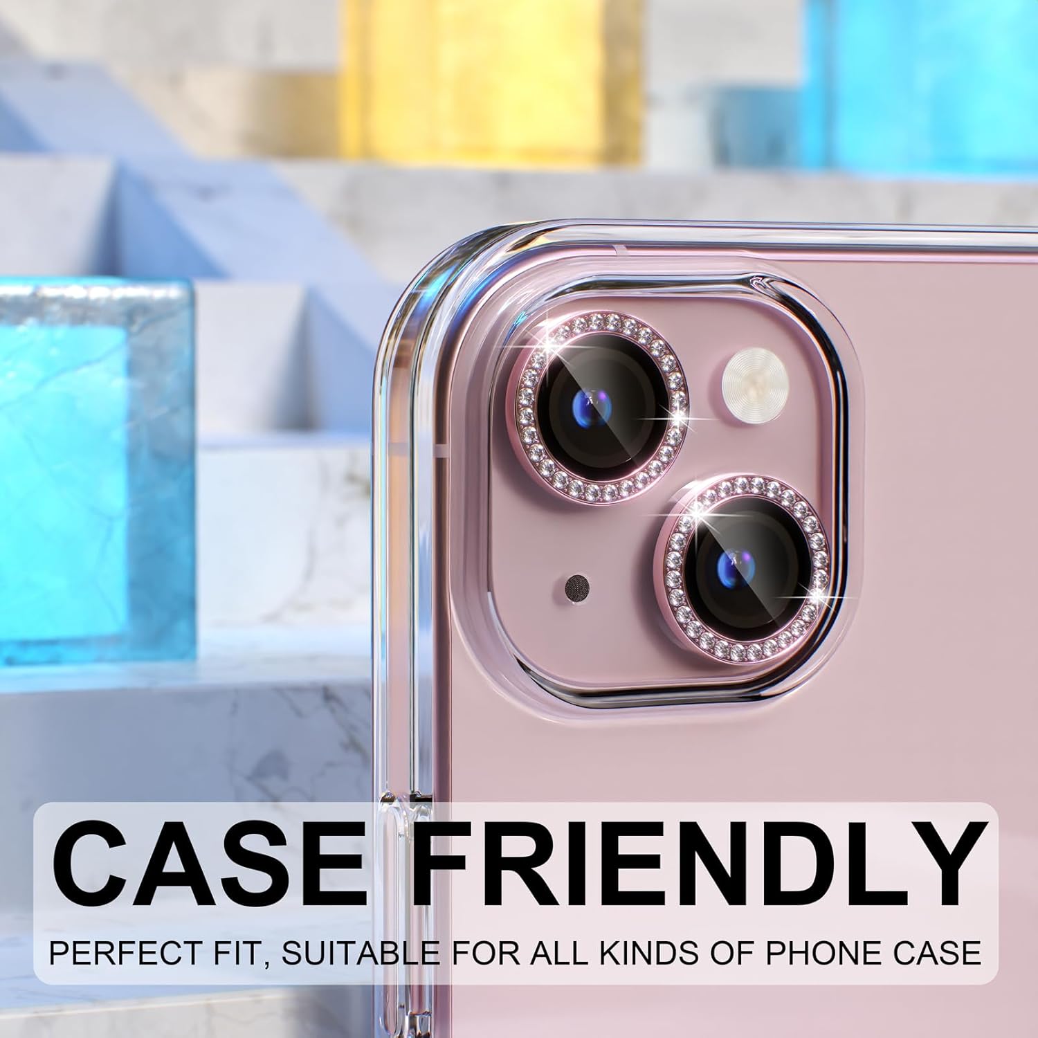 1PC Pink Glitter Diamond Camer - đánh giá và giá Tempered Glass Screen 9H
